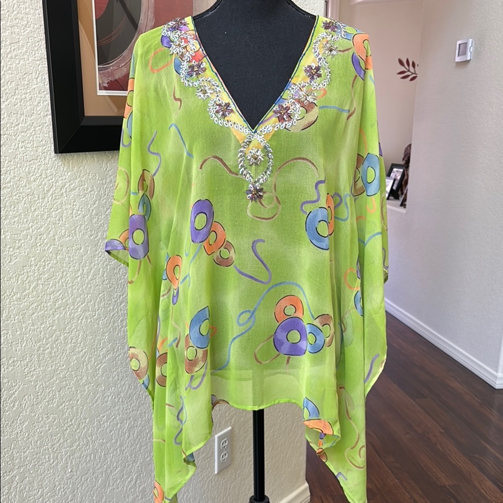 Vibrant Green Floral Women's Top
